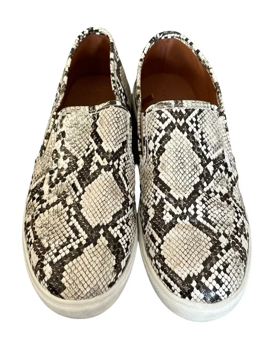 Express White and Black Snake-Print Slip-On Sneakers - Picture 2 of 8